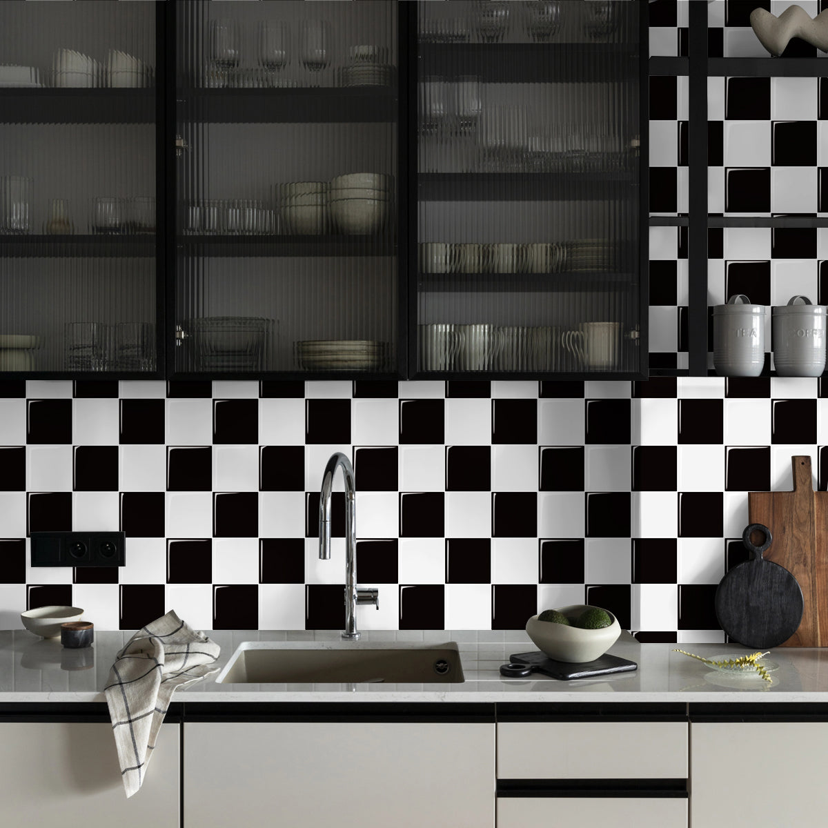 Mosaiko 3D Ajedrez Blanco/Negro 1,2mm