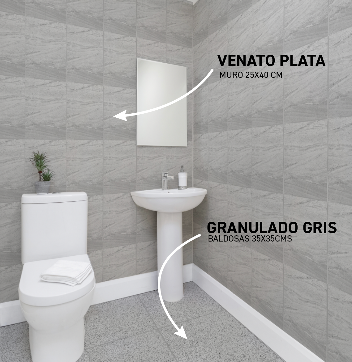 Baldosas 35x35 GRANULADO GRIS - Pack 6 unidades