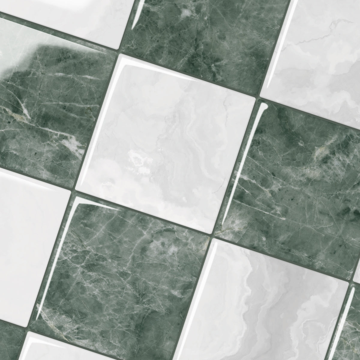 Mosaiko 3D Ajedrez Blanco/Verde 1,2mm