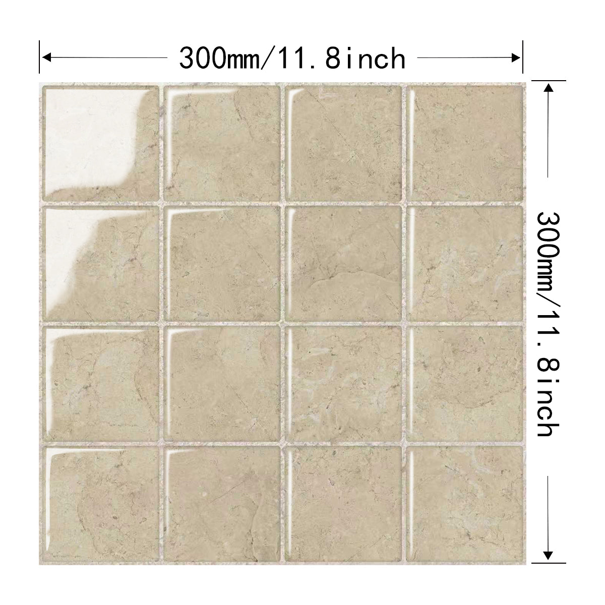 Mosaiko 3D Cuadros Marmol Beige 1,2mm