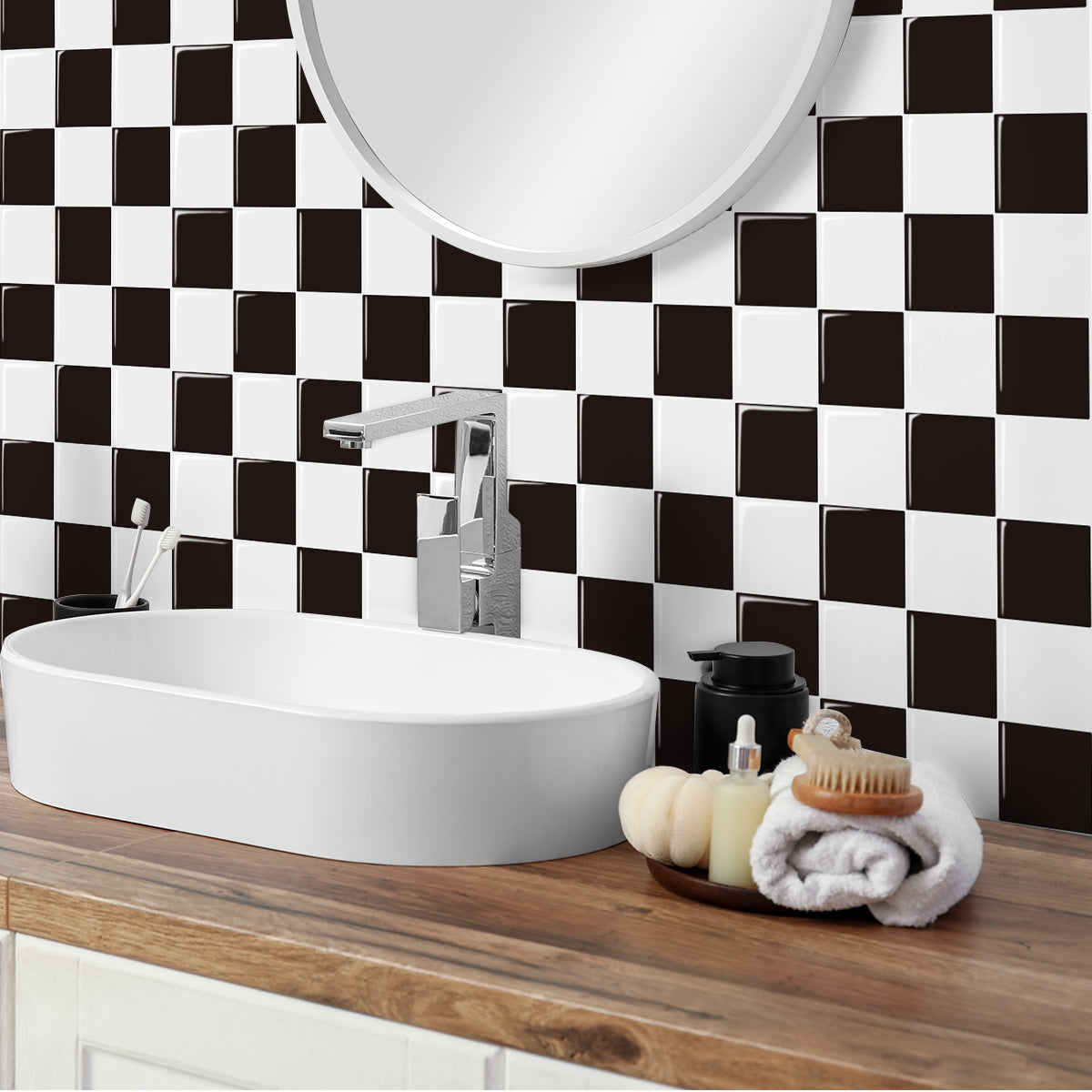 Mosaiko 3D Ajedrez Blanco/Negro 1,2mm