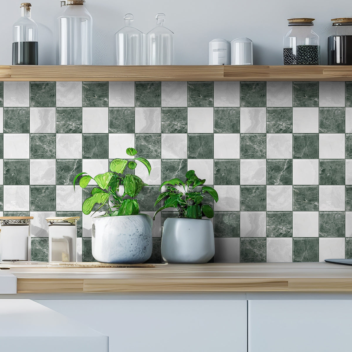 Mosaiko 3D Ajedrez Blanco/Verde 1,2mm