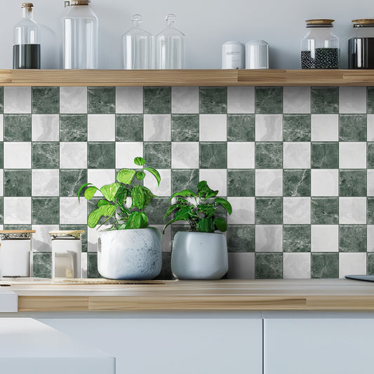 Mosaiko 3D Ajedrez Blanco/Verde 1,2mm