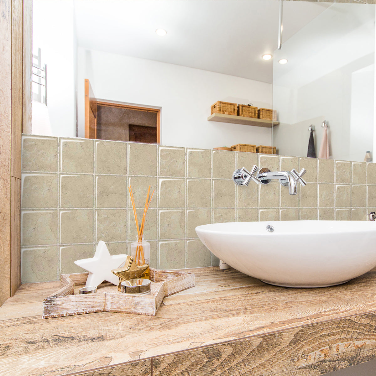 Mosaiko 3D Cuadros Marmol Beige 1,2mm