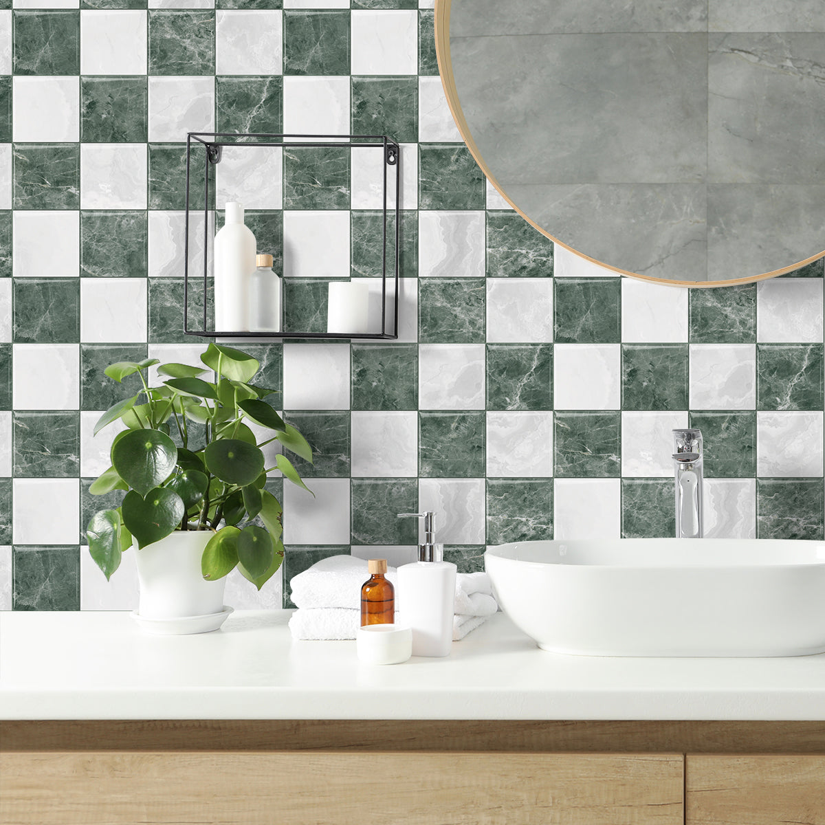 Mosaiko 3D Ajedrez Blanco/Verde 1,2mm