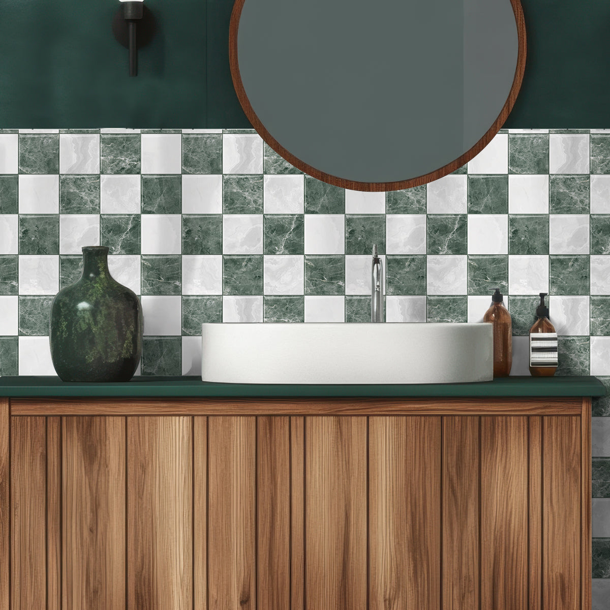 Mosaiko 3D Ajedrez Blanco/Verde 1,2mm