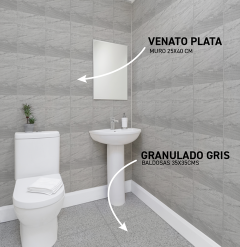 Muros 25x40 VENATO PLATA - Pack 6 unidades